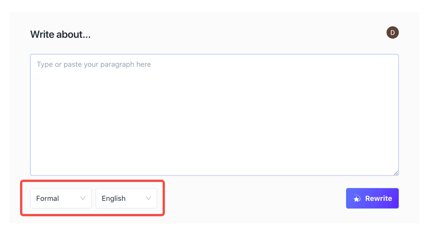 Select the Output Language and tone