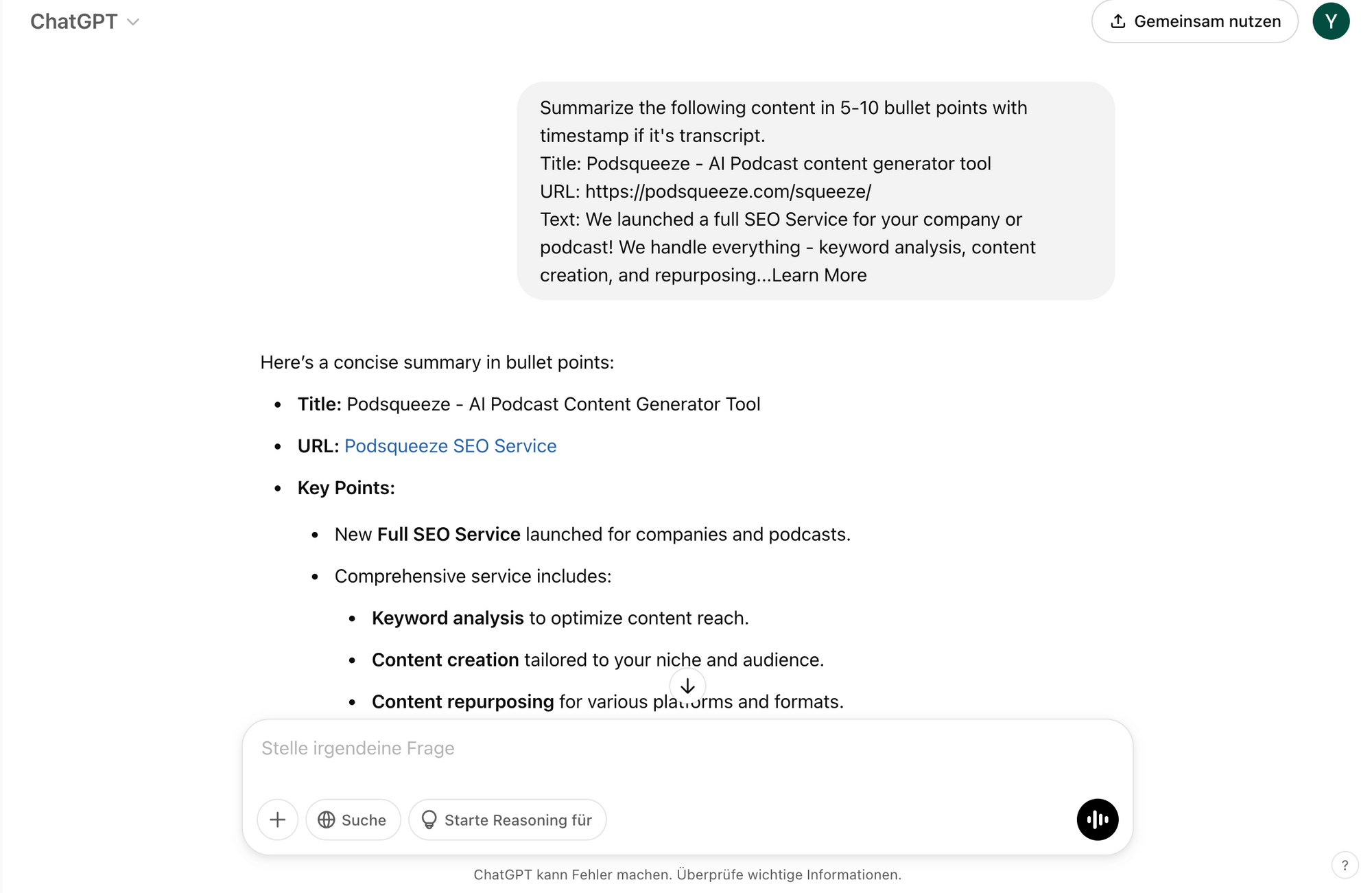 Web Summary from ChatGPT