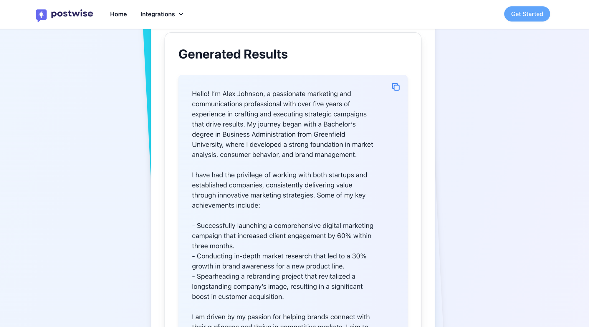 generated results of postwise