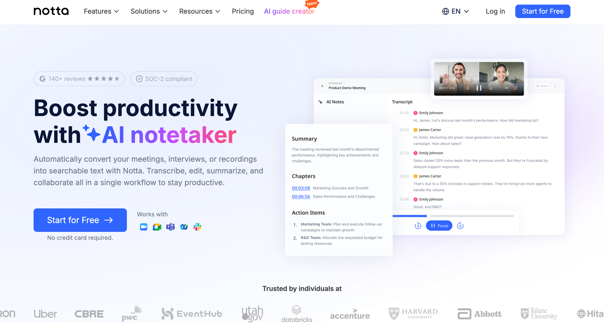 Notta AI notetaker