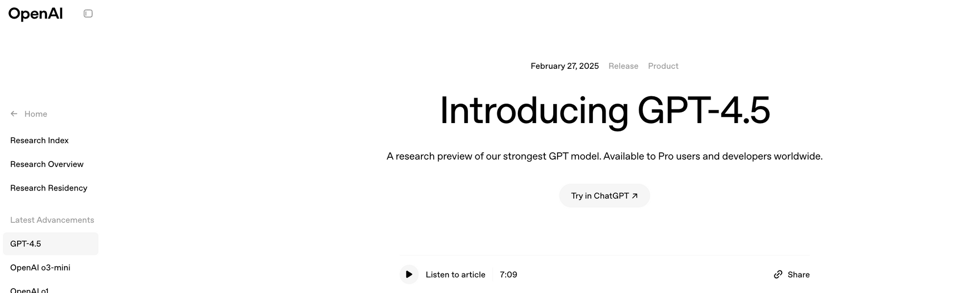 OpenAI GPT-4.5